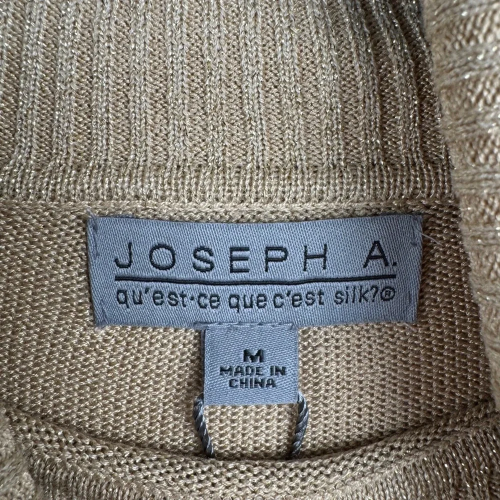 Joseph A. Metallic‎ Turtleneck Sweater Khaki Light Gold LRX Womens M